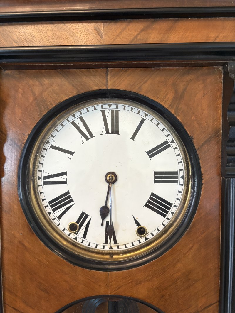 Antique Victorian Quality Figured Walnut 8 Day Wall Clock - Image 9
